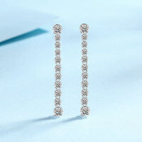 wholesale PT950 Gold Plated 925 Silver Moissanite Tassel Earrings for Women, Unique and Chic Wholesale Accessories-1.18 carats 925 silver
