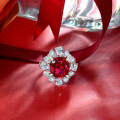 wholesale S925 Silver New Cultured Ruby 6 Carat Fat Square 10*11 Luxury Full Diamond Ring-0-3