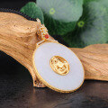 wholesale Gold-plated 925 Silver Inlaid Rotatable Icy Mousse Jadeite Peace Buckle, National Trend Hanfu Costume Pendant Jade Ornament-0-2