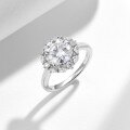 S925 Silver Plated 3ct Round Moissanite Women's Engagement Ring-0-0