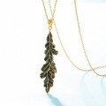 wholesale 925 Silver Metal Material Japanese New Fashionable Popular 3D Leaf Pendant Choker Necklace with Antique Texture Wholesale from Manufacturers-0-3