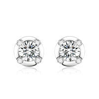 wholesale 18k Gold Plated Cultured Diamond Earrings, Au750 Gold Earrings, Round 03 Carat Diamond Earrings, Platinum-18k gold cultured diamond earrings