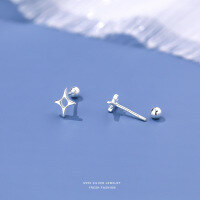 wholesale 925 Sterling Silver Shining Cz Star Earrings For Women -Electric Silver/Screw Type Pure Silver