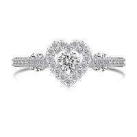 wholesale S925 Sterling Silver French Viral Ring for Women, Small and Exquisite, Light Luxury, Flexible Spinning Ring with Oval and Heart-shaped Zircon-Platinum DY121128-SW-WH 7