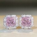 wholesale S925 Sterling Silver Pink Diamond Stud Earrings Cute Sakura Pink Ins Style Radiant Ice Flower Cut Earrings for Women Wholesale-0-3