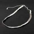 wholesale S925 Sterling Silver Wide Flat Wire Handmade Necklace Korean Minimalist Ins Style Small Pendant Necklace Y01175-0-2