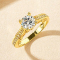 Metal Alloy 1-Carat Diamond Ring Amazon Cross-Border New Fashion Light Luxury Full-Zirconia Design Women's Ring-0-2