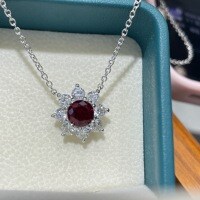 18K Gold 1ct Pigeon Blood Red Ruby Jewelry Set with Ring, Earrings, Necklace-Cultured Ruby Pendant Necklace  S925 Sterling Silver Plated with Gold