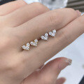 wholesale Au750 gold, high-end stylish 18k gold set with lab-grown diamond three-stone ear studs heart-shaped earrings-0-2