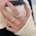 wholesale S925 Sterling Silver Adjustable Open Geometric Irregular Ring, Minimalist Design Unique Finger Ring-0-4