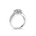 S925 Silver 2ct Moissanite Three-Row Fashion Women's Ring-0-3