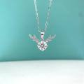 wholesale S925 Sterling Silver Moissanite Antler Pendant Necklace, "Deer to Have You" Minimalist Collarbone Chain, Wholesale from Manufacturer-0-1