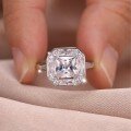 wholesale S925 Silver Octagonal Palace-Style Square Moissanite Ring Vintage Hot-Selling Ebay Popular Band-0-3