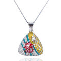 wholesale S925 Silver Ethnic Style Dragon Boat Festival Fu Character Colorful Zongzi Pendant Collarbone Necklace for Women, Drop Shipping-0-4