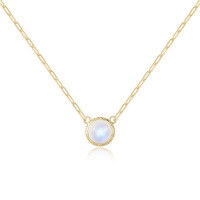wholesale S925 Sterling Silver ins Style Natural Cream Blue Moonstone Necklace Gemstone Expanded Hole Long Link Chain Drop Shipping-Natural moonstone necklace