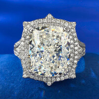 wholesale Metal S925, Moojing New European and American Style Imported High-Carbon Diamond 10*12 Ring for Women, Cross-Border AliExpress Best Seller-R777 White G Diamond No. 8