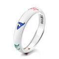 wholesale S999 Silver Creative Resin Enamel Six-Character Mantra Ring Vintage New Chinese Style Index Finger Ring-0-4
