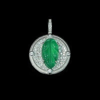 wholesale Metal: 925 Silver Gold Plated Pendant with High Carbon Diamond, Muzo Green Natural Chalcedony, New Chinese-style Necklace for Women-Natural chalcedony 925 silver