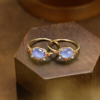 wholesale 925 Sterling Silver Japanese Same Style Light Luxury 24 Autumn New Collection Paris Travel Ocean Ellipse Shell Crystal Ring-Ocean Oval Ring (double stone, please be careful to prevent water and moisture)  5