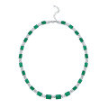 wholesale S925 Sterling Silver European and American New Classic Green Women's Synthetic Emerald Necklace for Women-0-5