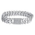 wholesale S925 Sterling Silver Plated Moissanite 14MM Wide Fashion Hip Hop Cuban Men's Bracelet Cross-Border TK Live Factory Direct-0-4