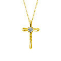 Sterling Silver Women's Cross Necklace with Moissanite Pendant-0-5