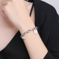 wholesale Sterling Silver S925 Letter Initial Heart Bracelet for Women, Minimalist Ins Niche Design, Thai Silver Vintage Internet Famous Fashion Trend-0-2