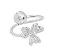 wholesale S925 Sterling Silver 444 Four-Leaf Clover Open Adjustable Ring, Korean Version INS Style Minimalist Small Line Design-0-6