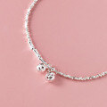 wholesale S925 Silver Fresh and Sweet Ins Niche Design 2 Light Beads Crushed Silver Bamboo Knot Bell Anklet S7555-0-4