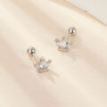 wholesale S925 silver new high-end minimalist zircon small crown earrings with a niche and luxurious design-0-2