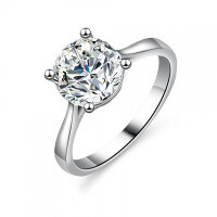S925 Silver Four-Claw 2-Carat Moissanite Solitaire Engagement Ring-1 carat (set with moissanite)  20 yards