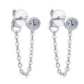 Sterling Silver Moissanite Chain Tassel Earrings, Wholesale-0-26