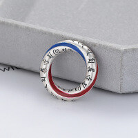 wholesale Metal retro antique six-word mantra drip glaze Usmo ratio scripture trendy pendant accessory-YP193M/approx. 4.4g 99 silver