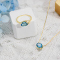 wholesale 10K Gold Japanese Style New Simple Topaz Necklace Women's Elegant OL Light Jewelry-0-1