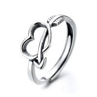 wholesale S925 Sterling Silver Dongdaemun Cupid's Arrow Heart Ring for Women Index Finger Ring-A236J/approx. 2.16g Adjustable opening