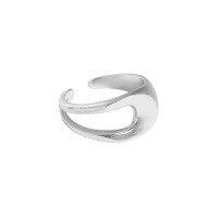 wholesale S925 sterling silver double-layered hollow-out matte antique Korean-style versatile ring for women, ins-Silver [No. 14/Adjustable]>Opening adjustable