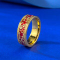 wholesale S925 Silver New Chinese Style Retro Golden Palace Atmosphere Red Resin Pattern Ring by Mujing Jewelry-0-1