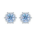 wholesale S925 Sterling Silver Snowflake Moissanite Earrings for Women, Small and Exquisite High-End Style, Versatile Silver Jewelry Wholesale-0-4