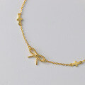 wholesale S925 Sterling Silver Diamond-Inlaid Simple and Elegant Stylish Fresh Sweet Bow Cross Bracelet S7209-0-4