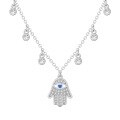 wholesale S925 Sterling Silver Demon's Eye Hot Style Necklace for Women, Exquisite Palm-Sized Design with Blue Round Zircon, Light Luxury Collarbone Chain-0-5