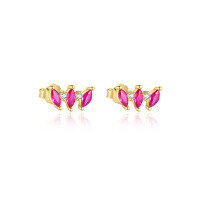 wholesale S925 Sterling Silver French-style Heart-shaped Zircon Earrings With Colorful Zircons, Sweet And Exquisite Set-E4838-Gold/Pair of 3 Zirconium &gt; 925 Silver