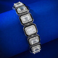 wholesale S925 Sterling Silver New Light Luxury Style Full Diamond-Embedded Emerald Cut Black Enamel Fashion Bracelet-0-2