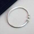 wholesale 999 Silver Peony Blossom Open Bangle for Women, Retro Matte Minimalist National Trend Young Concubine Bracelet New Style-0-1