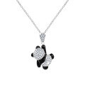 Silver Fashion Black Full-Diamond Bear Necklace, Korean Design Pendant-0-3