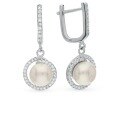 wholesale S925 Sterling Silver Micro-Inlaid Zircon and Pearl Shell Bead Circular Hoop Ear Clasp, Minimalist and Luxurious Elegant Earrings-0-3