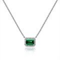 wholesale S925 Sterling Silver 15ct 6*8mm Rectangular Cultured Zambian-Color Cultured Emerald Necklace Light Luxury Four-Piece Set-0-5