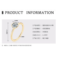 18K Gold Plated 925 Silver D Color Moissanite Four-Leaf Clover Ring-One carat of D-color moissanite gold, valued at $6.50.