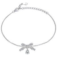 wholesale Silver S925 Waterdrop Bow Bracelet, High-end Fashion Luxury Brand Style Jewelry-Platinum>925 silver