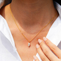 14K Gold Plated 925 Silver Moissanite Pendant Necklace for Women, Cross-Border Supply.-1CT set with moissanite  925 silver