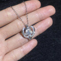 S925 Sterling Silver Moissanite Rose Heart Pendant Necklace-0-1